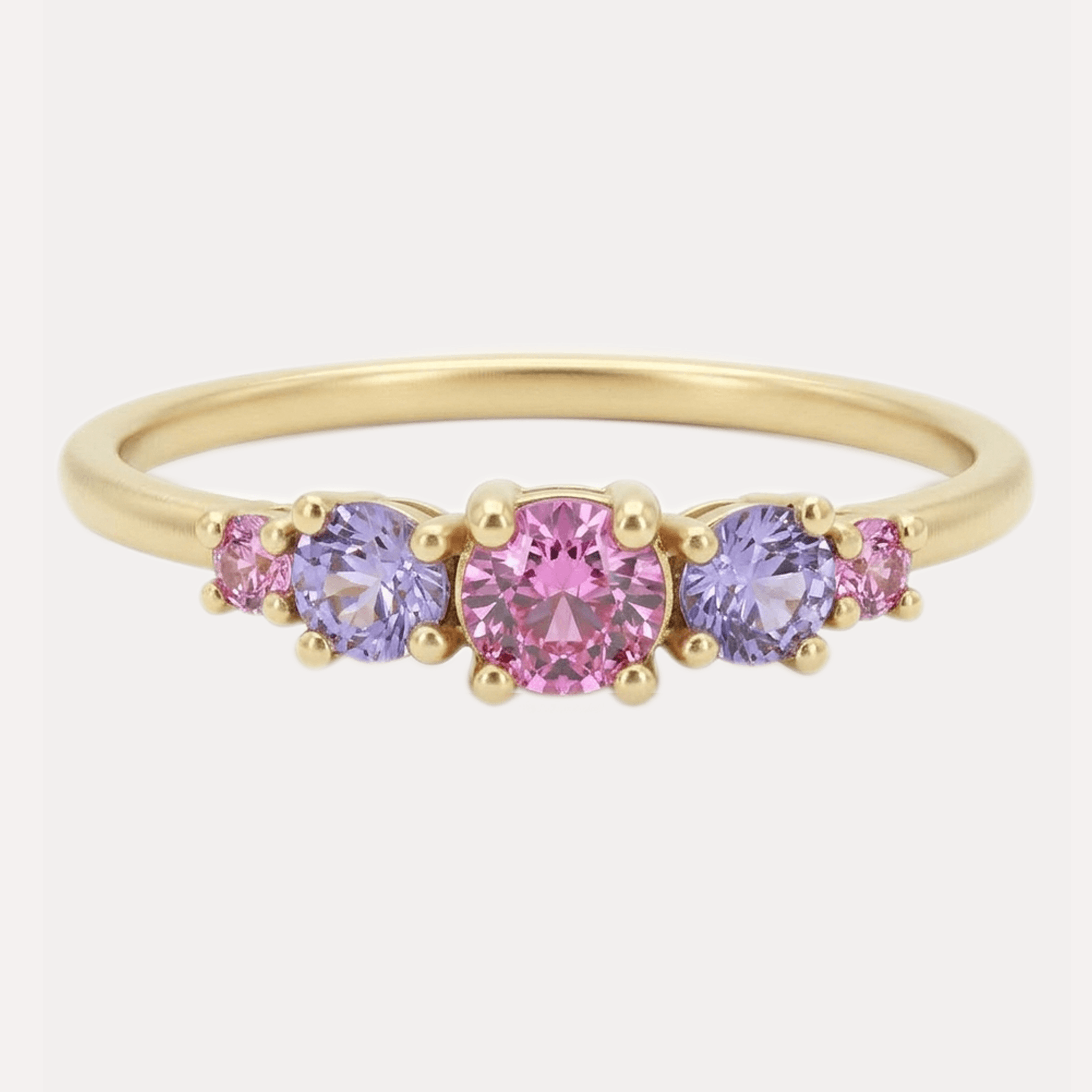 BLUSH gold ring with pink and lavender sapphires