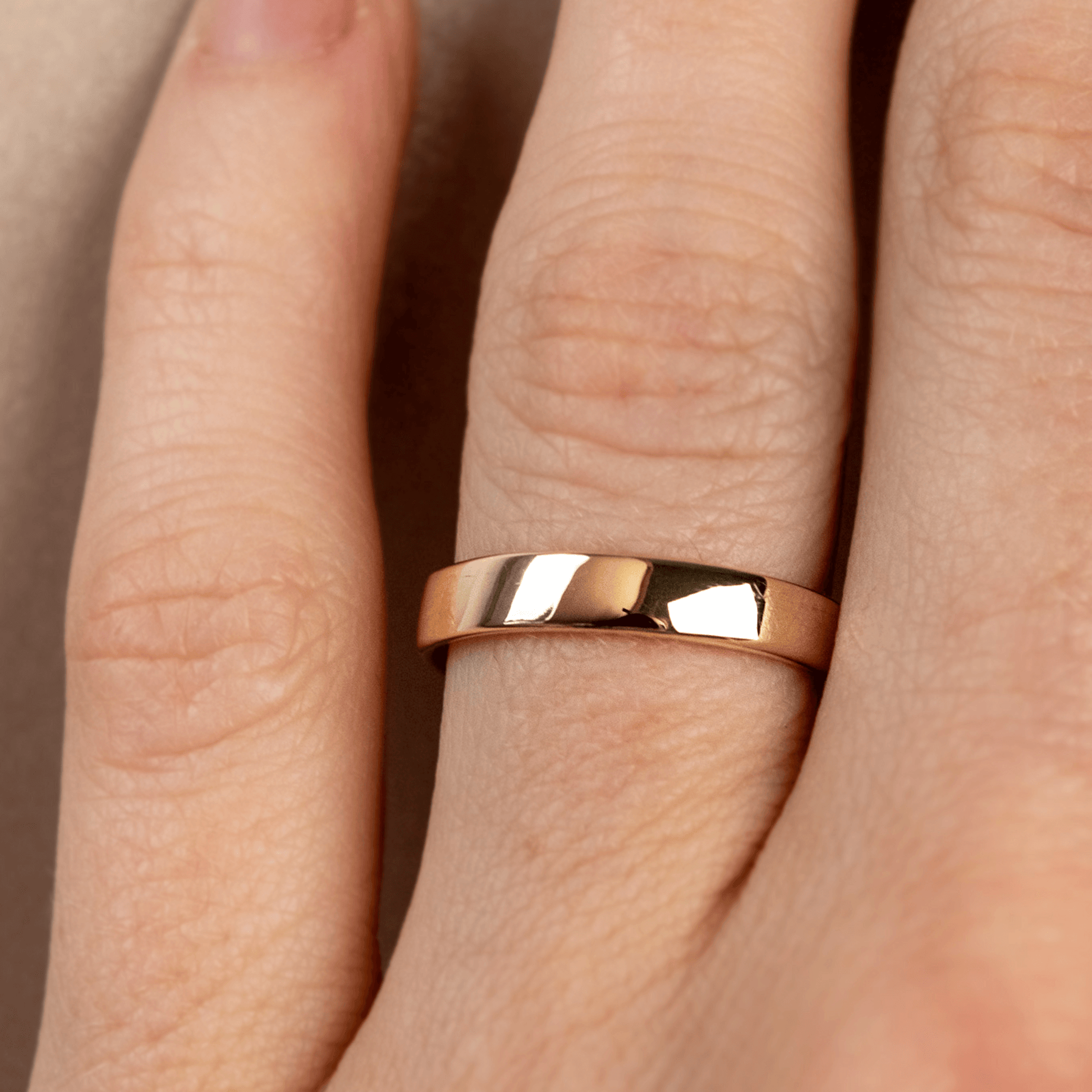 COMFY FIT płaska obrączka ślubna, soczewka, białe żółte różowe złoto, 5-5,5mm