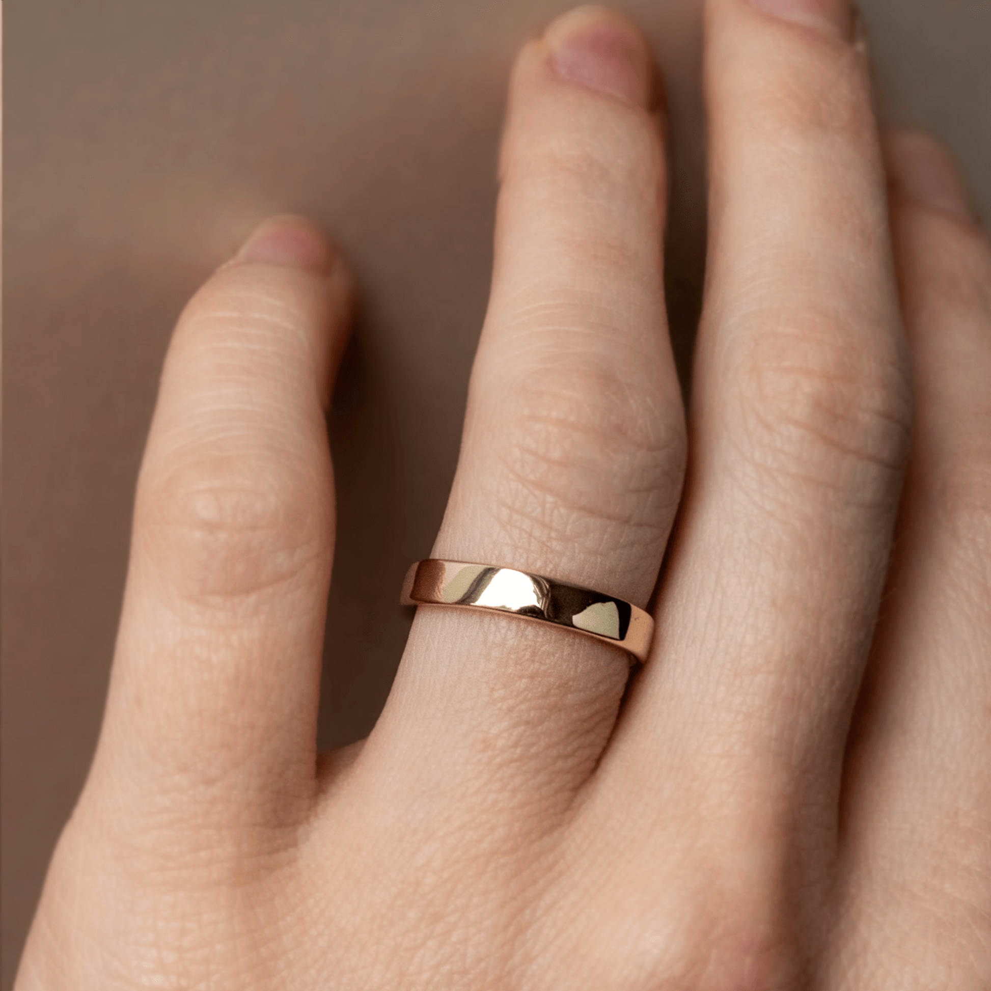 COMFY FIT płaska obrączka ślubna, soczewka, białe żółte różowe złoto, 5-5,5mm