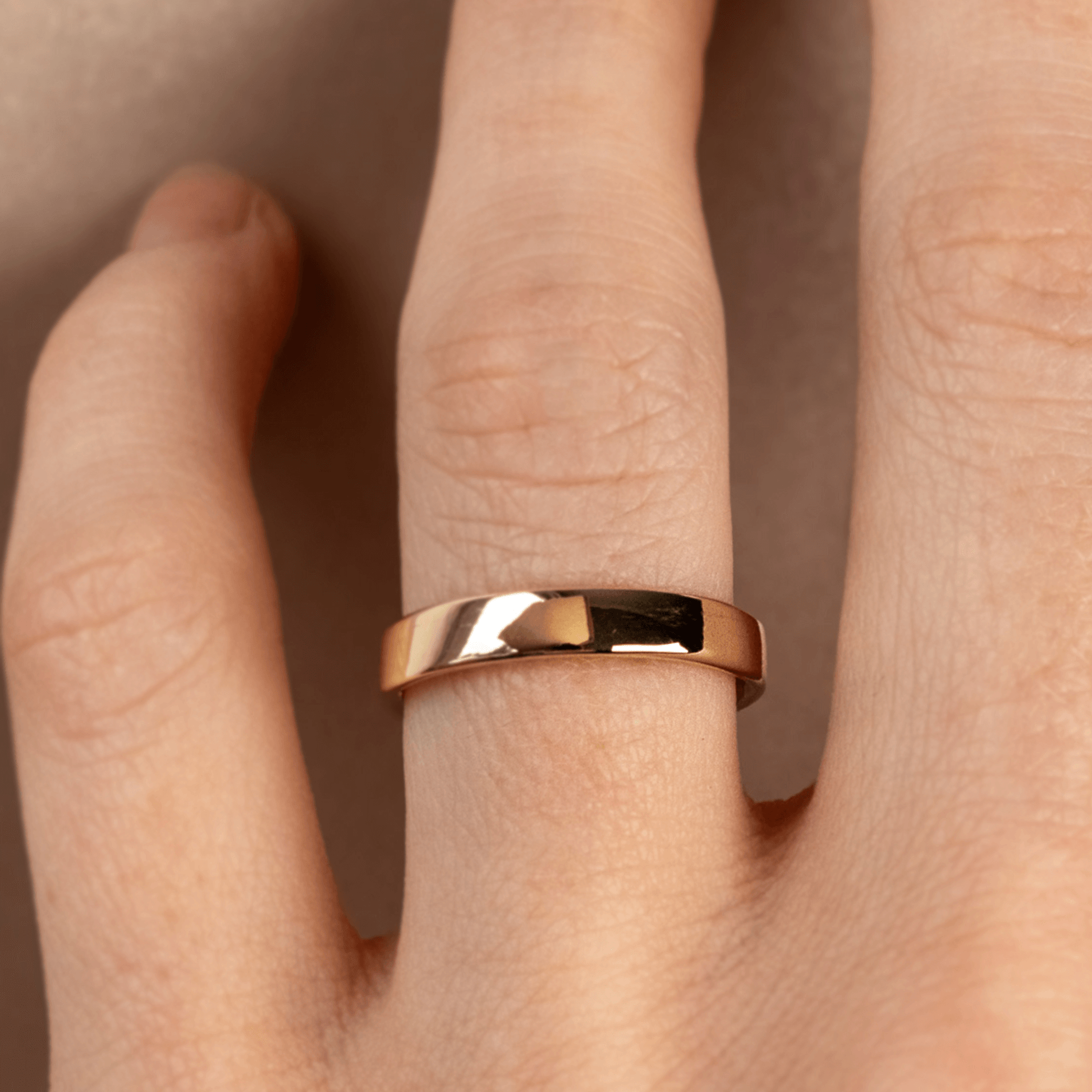 COMFY FIT płaska obrączka ślubna, soczewka, białe żółte różowe złoto, 5-5,5mm