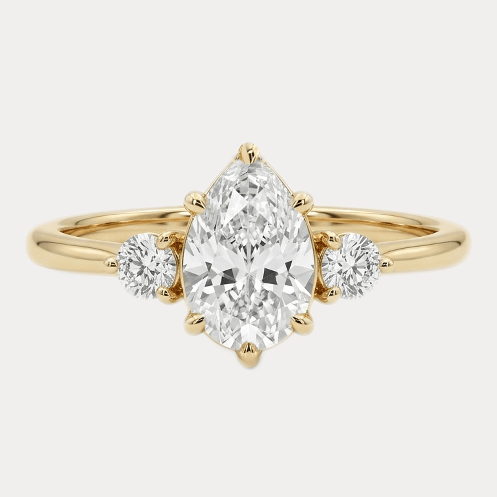 DROP gold ring with a pear-cut diamond and brilliant-cut diamonds, IGI certificate, 0,8ct