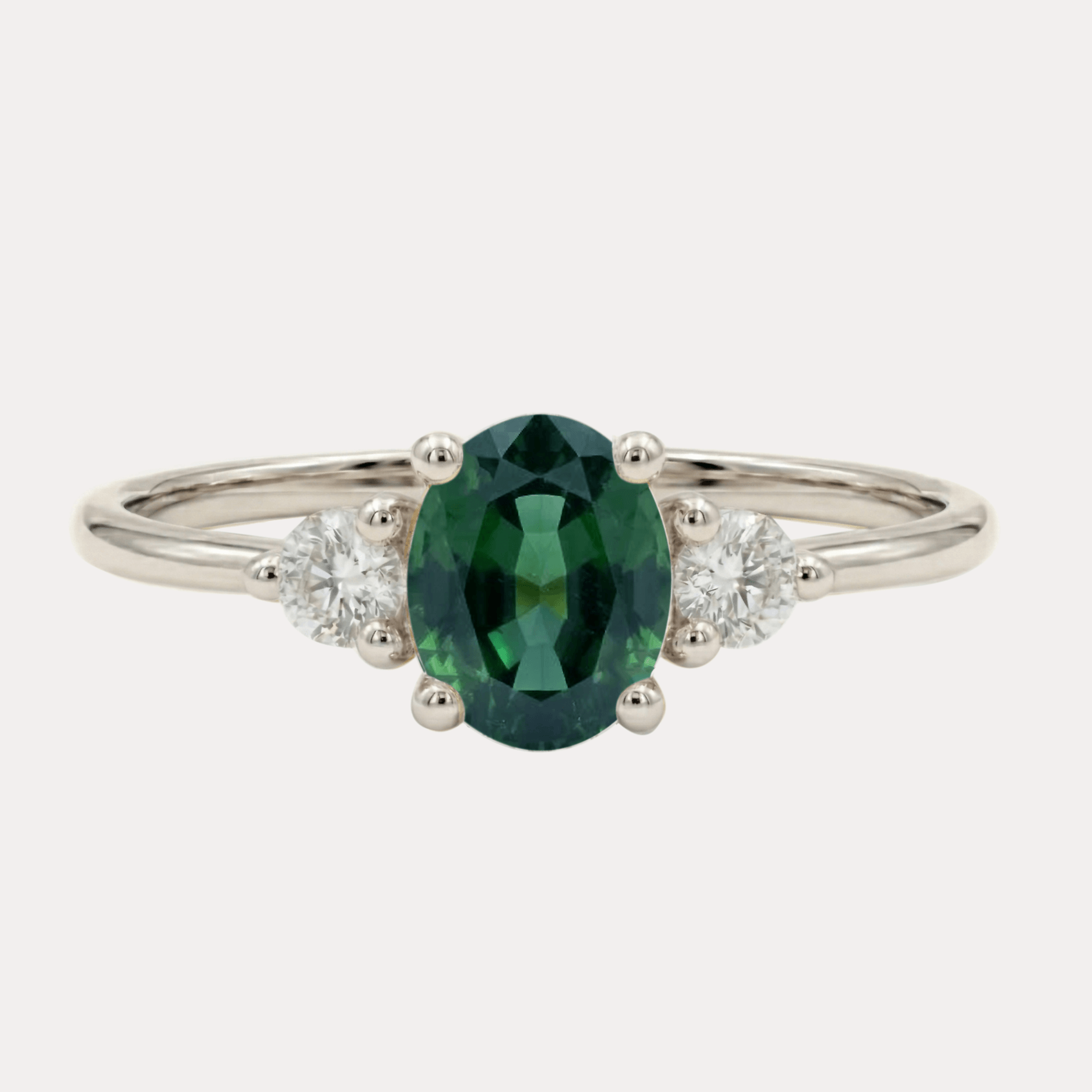 FLORA gold ring with oval green-blue tourmaline and diamonds