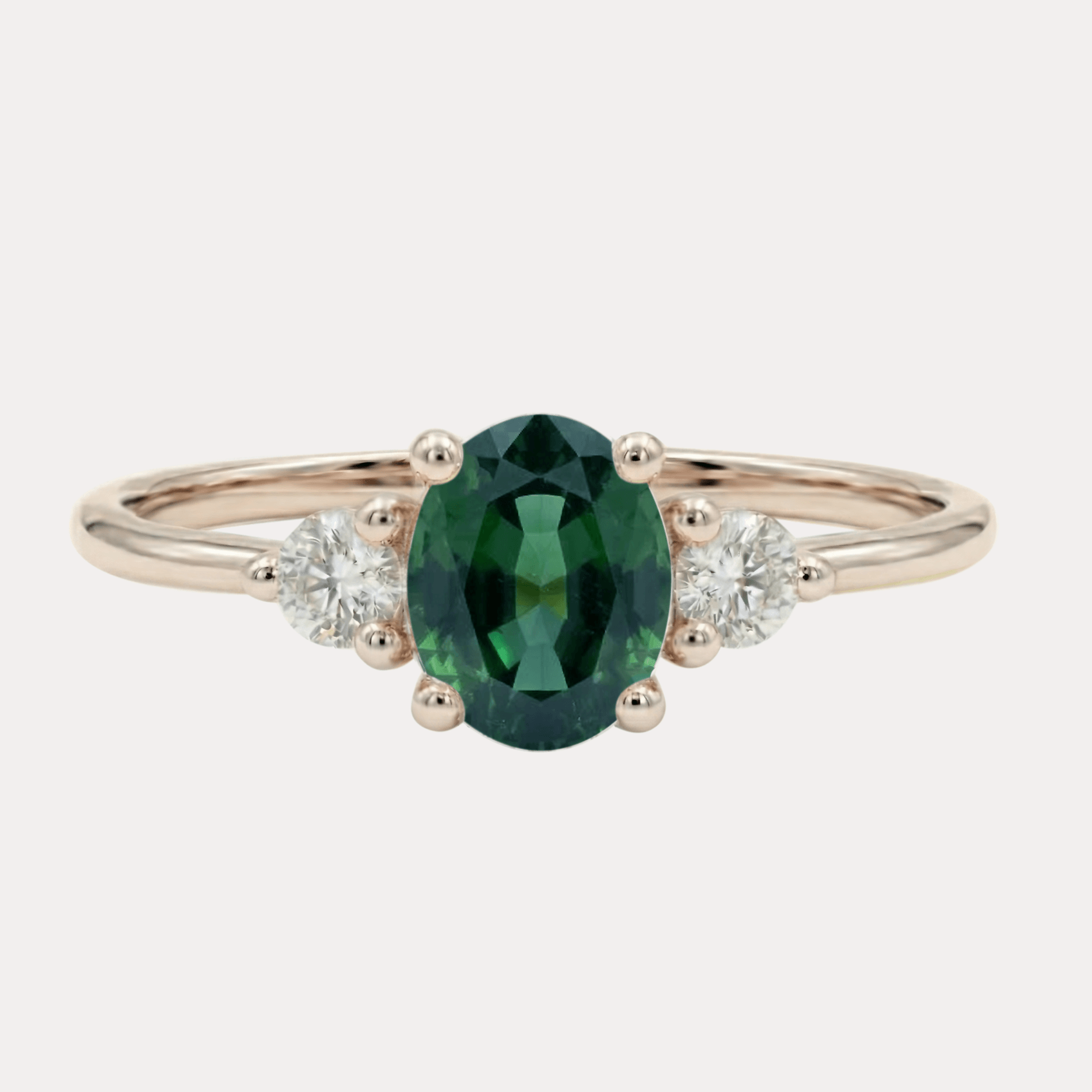FLORA gold ring with oval green-blue tourmaline and diamonds