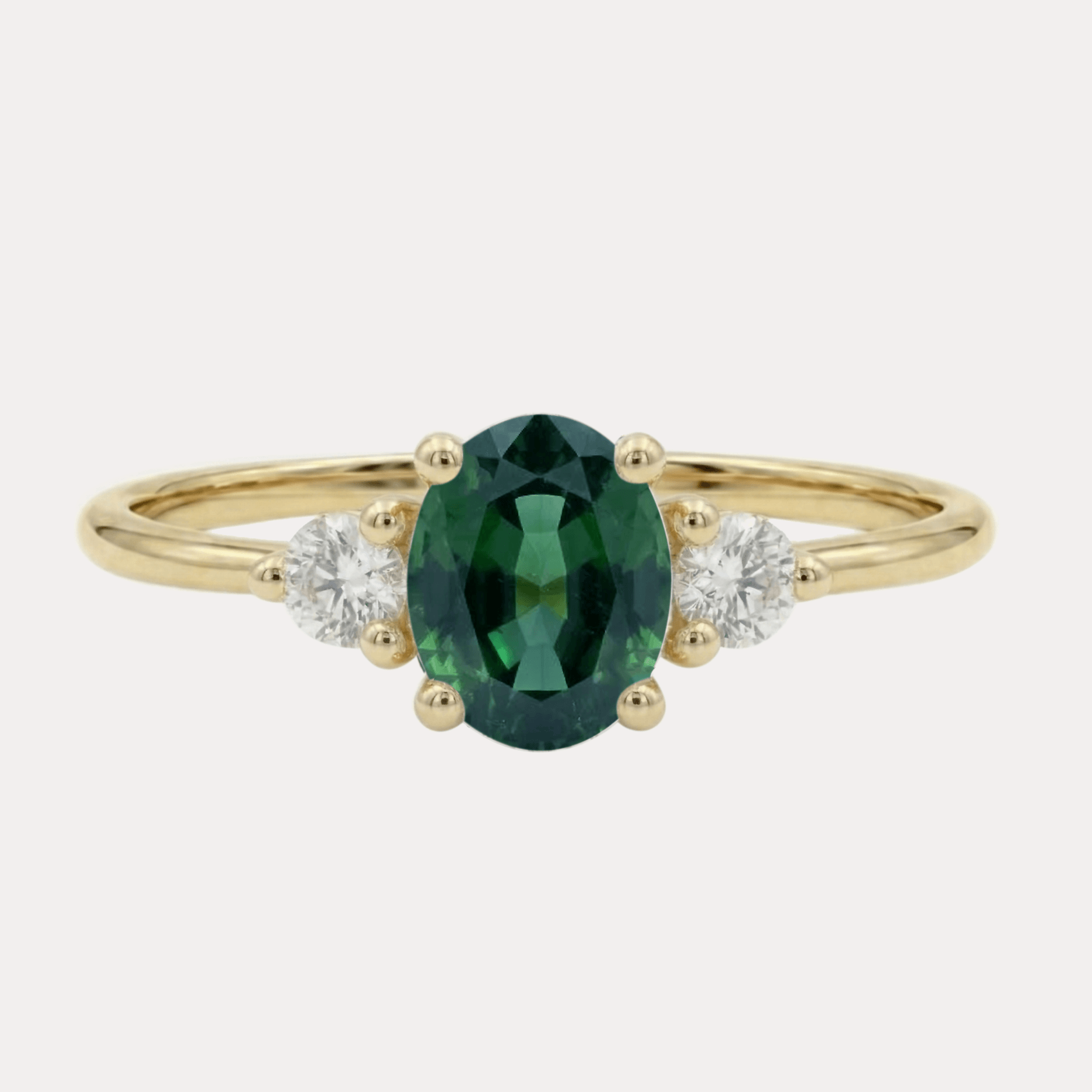 FLORA gold ring with oval green-blue tourmaline and diamonds