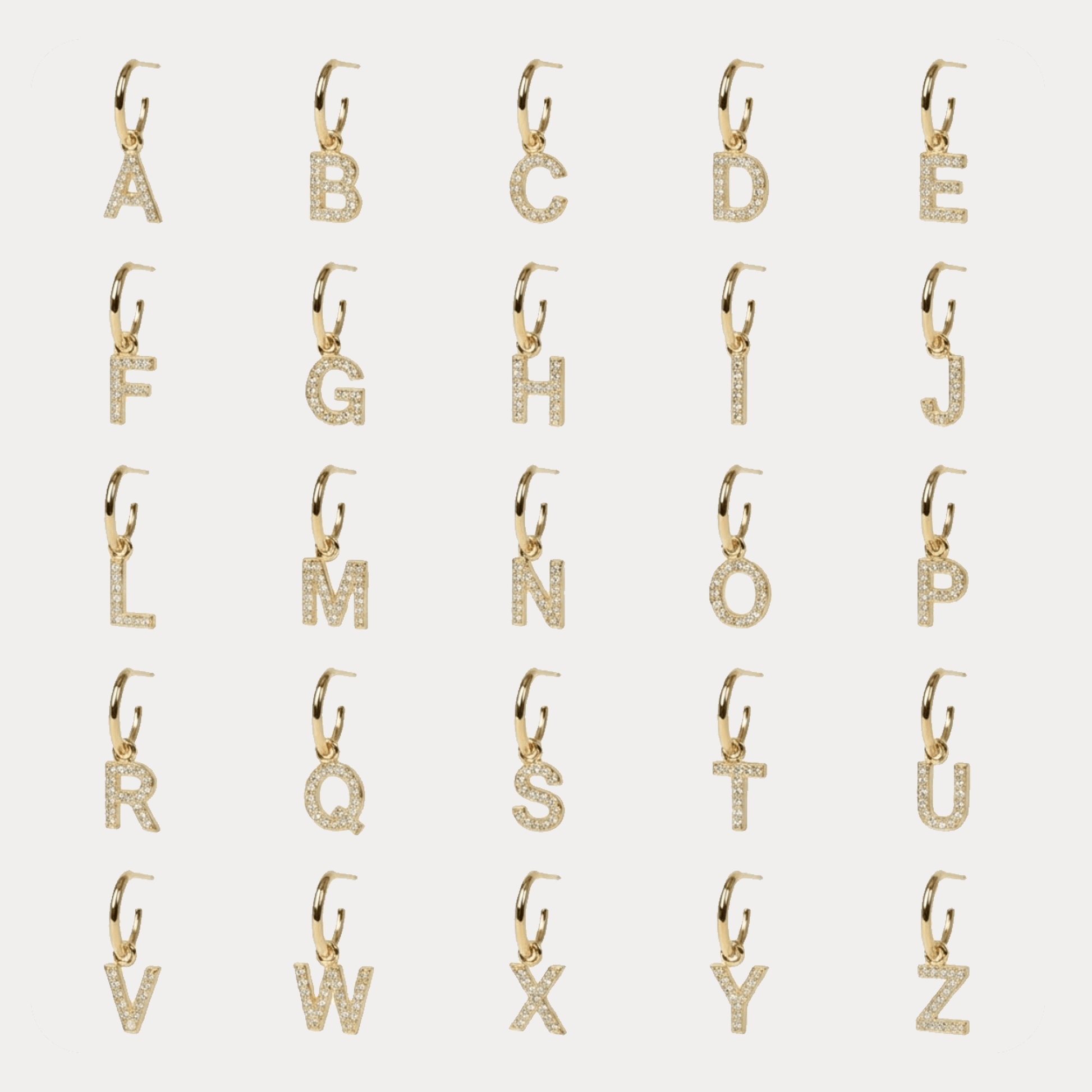 INICJAŁY pojedynczy kolczyk złoto 585 z literką charms, wysadzany brylantami