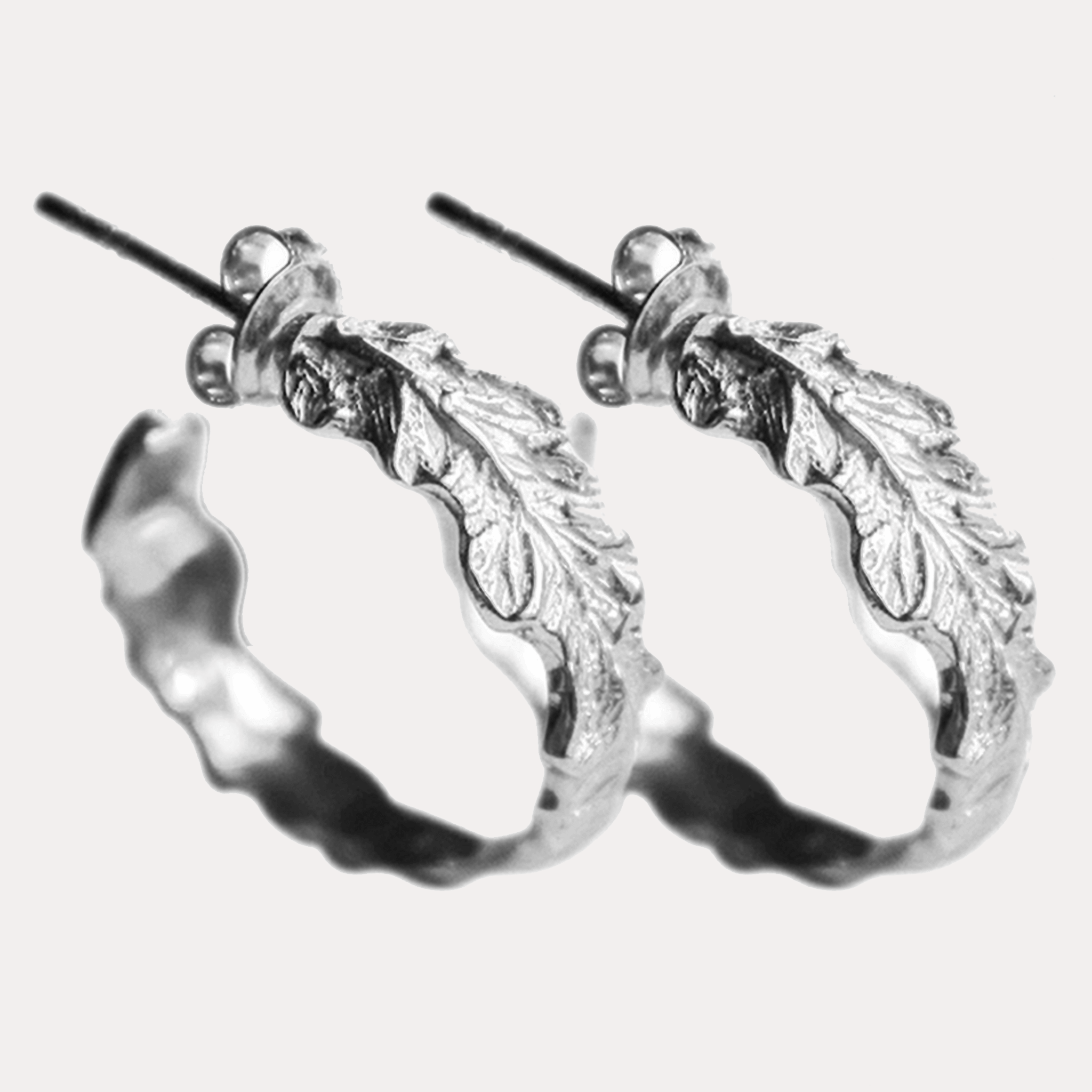 LIŚCIE PAPROCI srebrne kolczyki large hoop