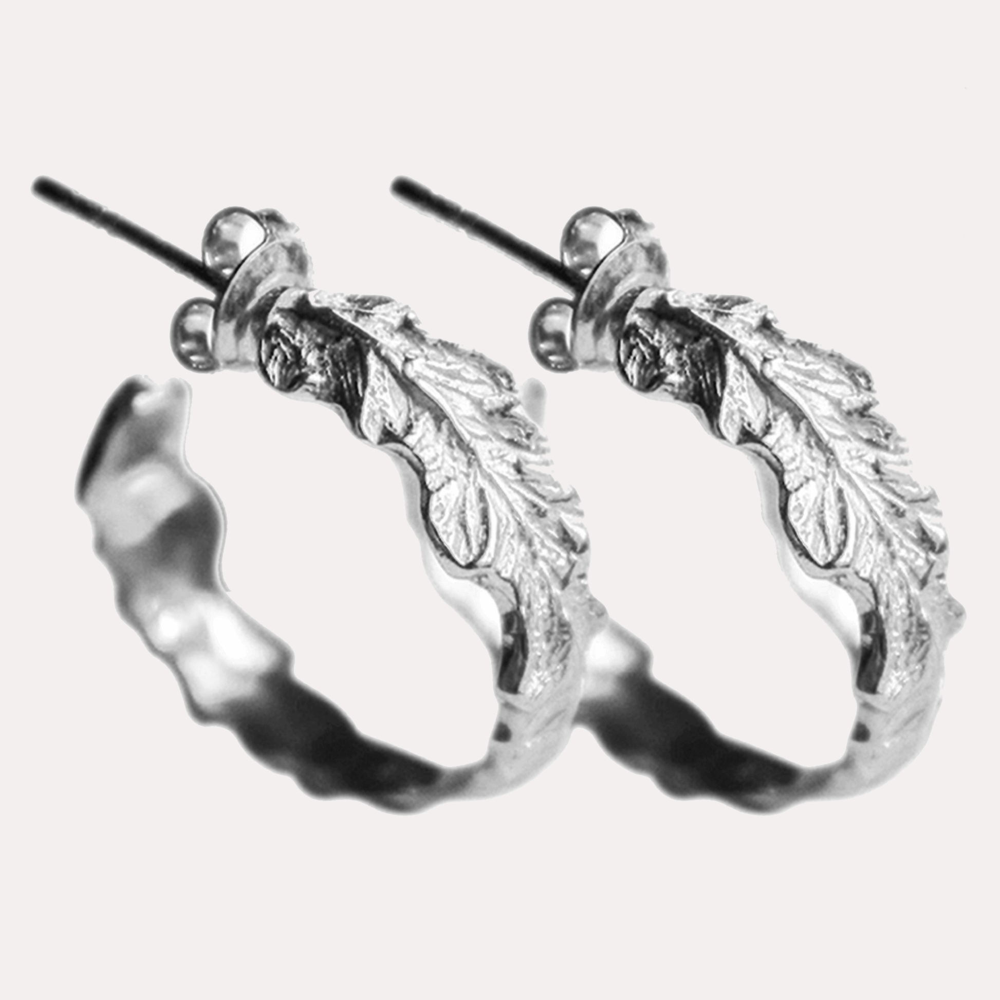 LIŚCIE PAPROCI srebrne kolczyki large hoop