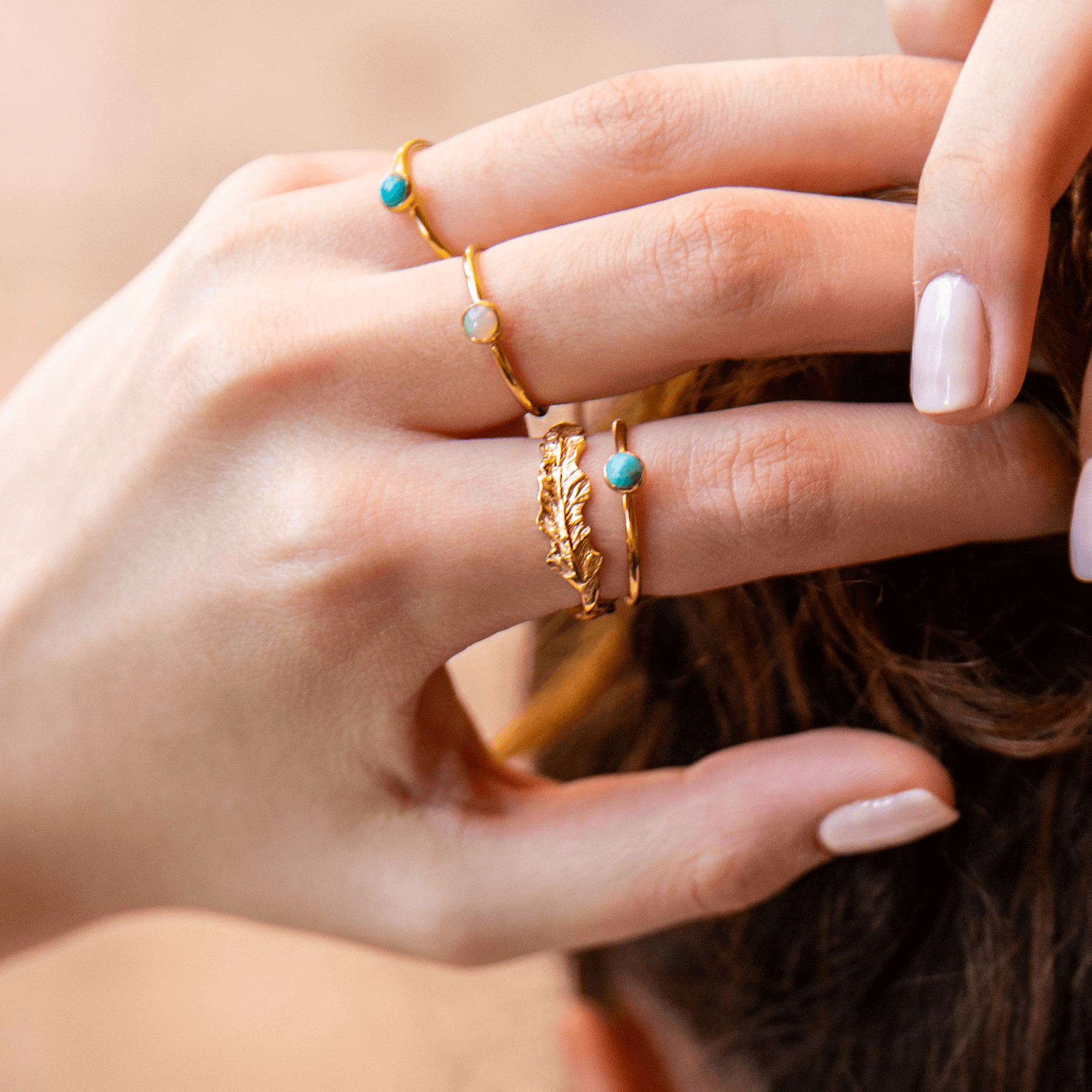 LIŚĆ PAPROCI złota obrączka nieskończoność