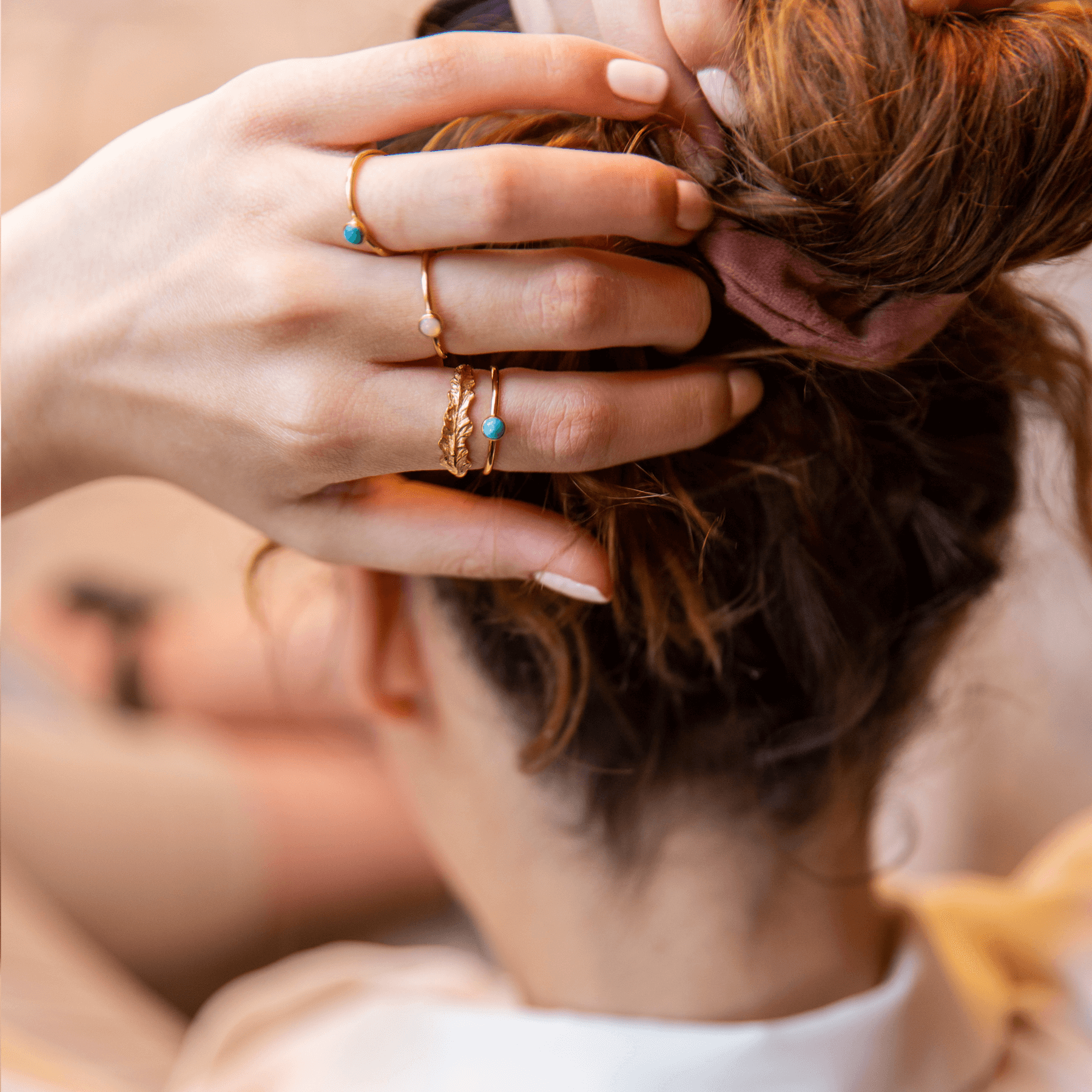 LIŚĆ PAPROCI złota obrączka nieskończoność