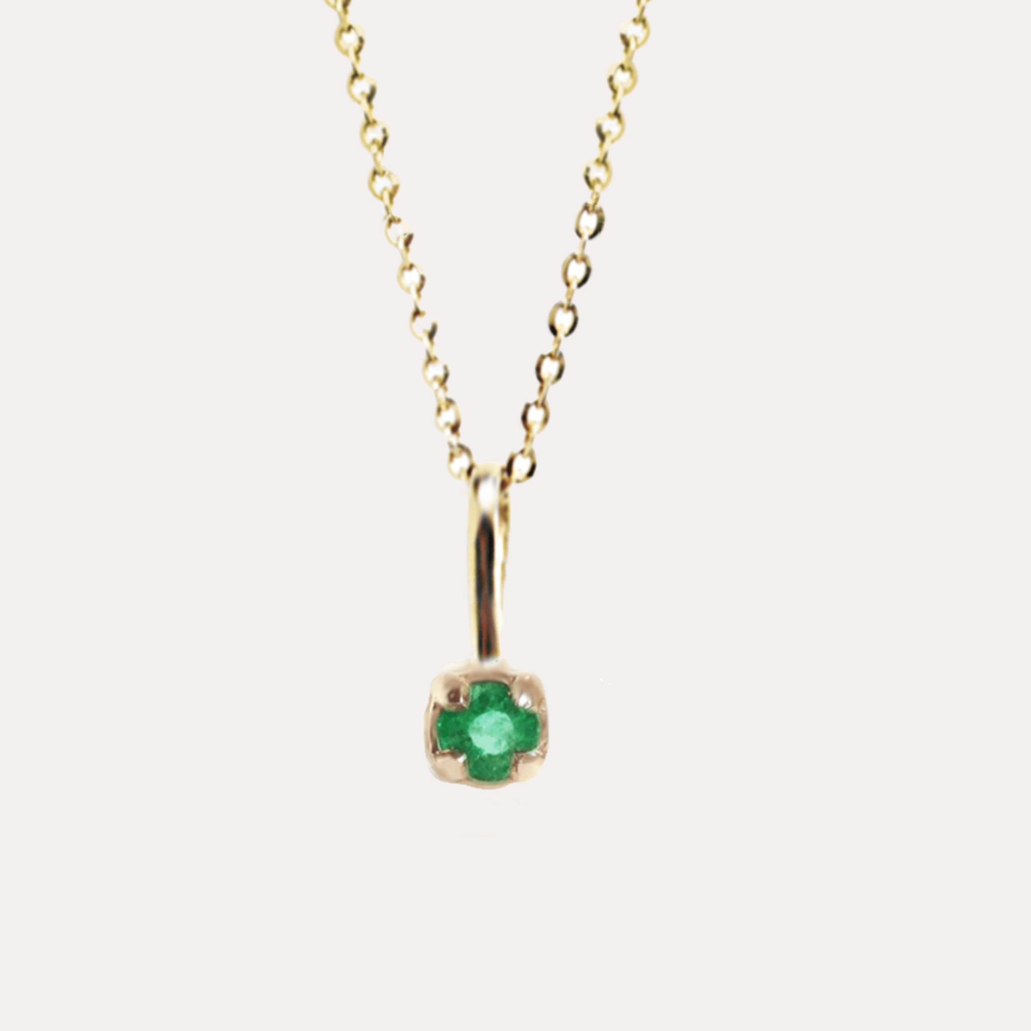 SHINING gold minimalist pendant with green emerald