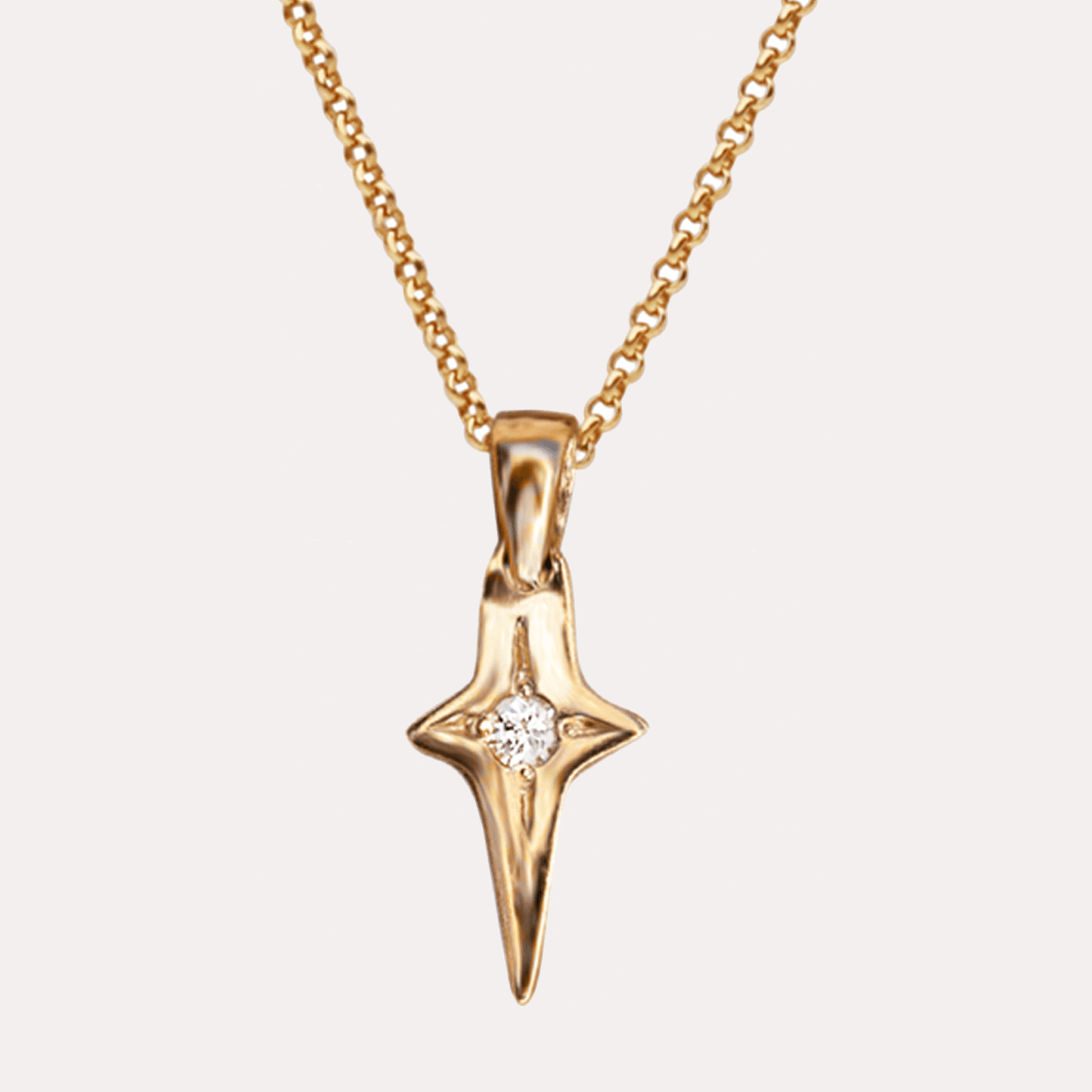 LOST IN THE STARS gold-plated oblong star necklace with sapphire