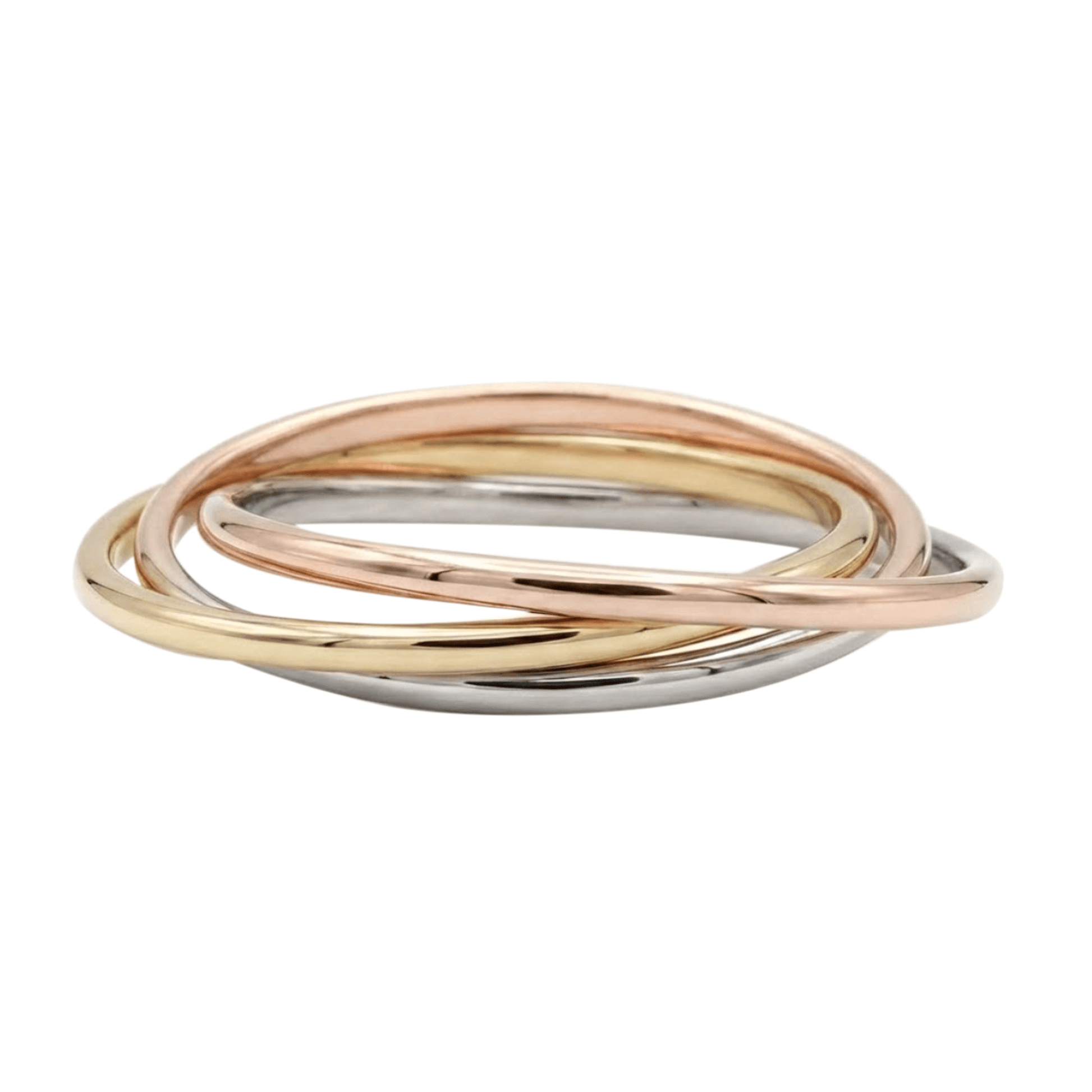 ME, MYSELF AND I złota obrączka trinity złożona z trzech złączonych obrączek