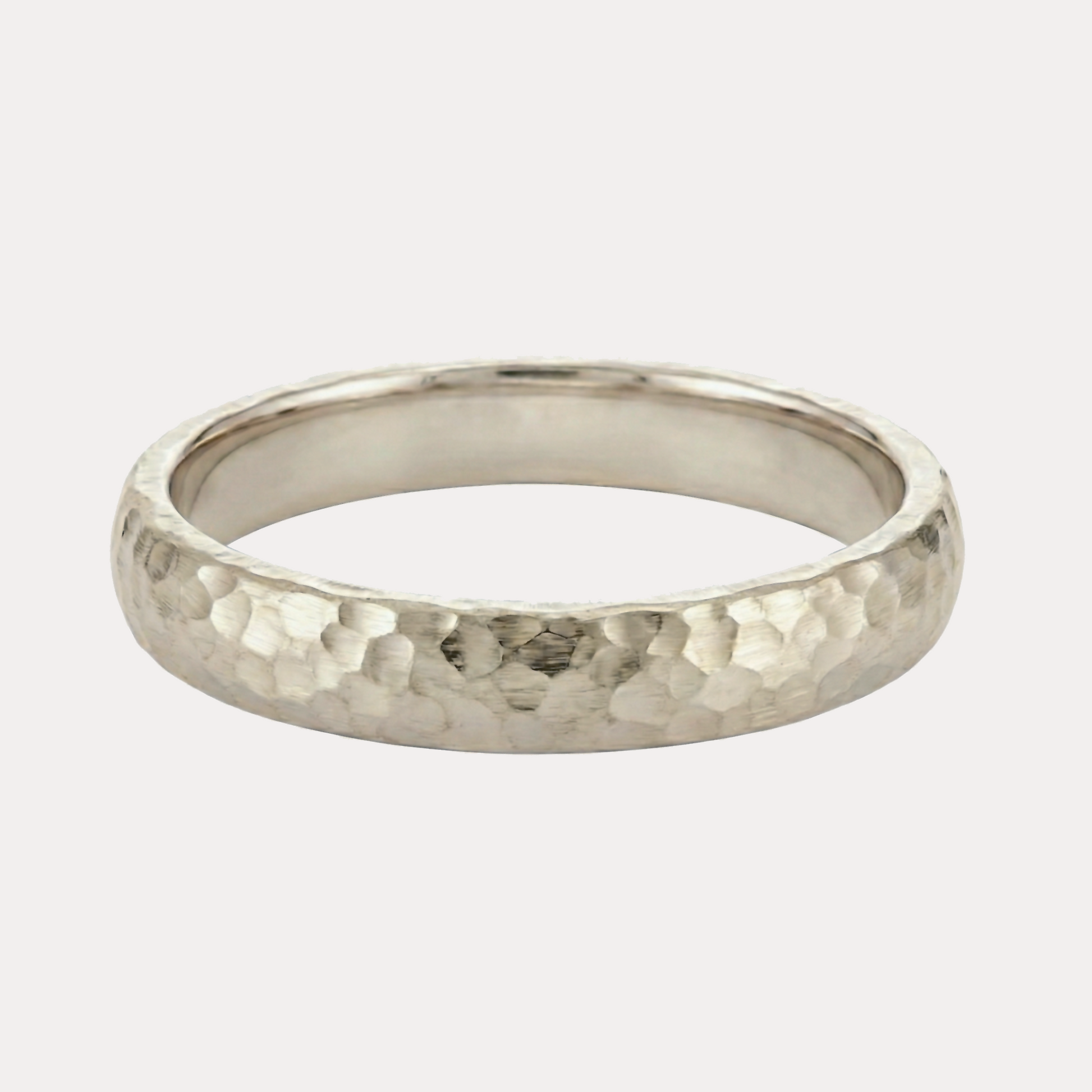 MŁOTKOWANA półokrągła młotkowana obrączka ślubna 4-4,5mm