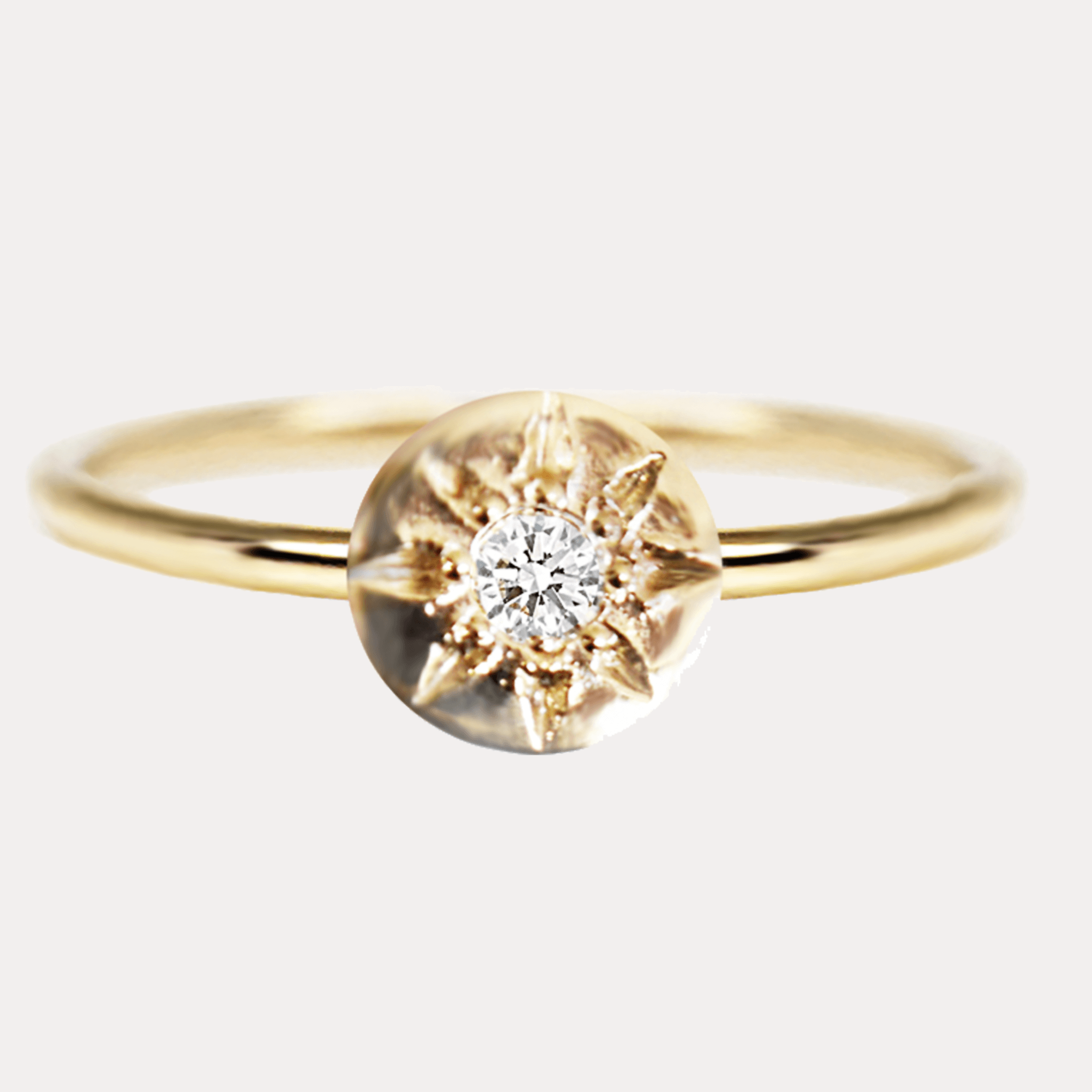 NORTH STAR złoty pierścionek z brylantem i gwiazdą, pierścionek z diamentem