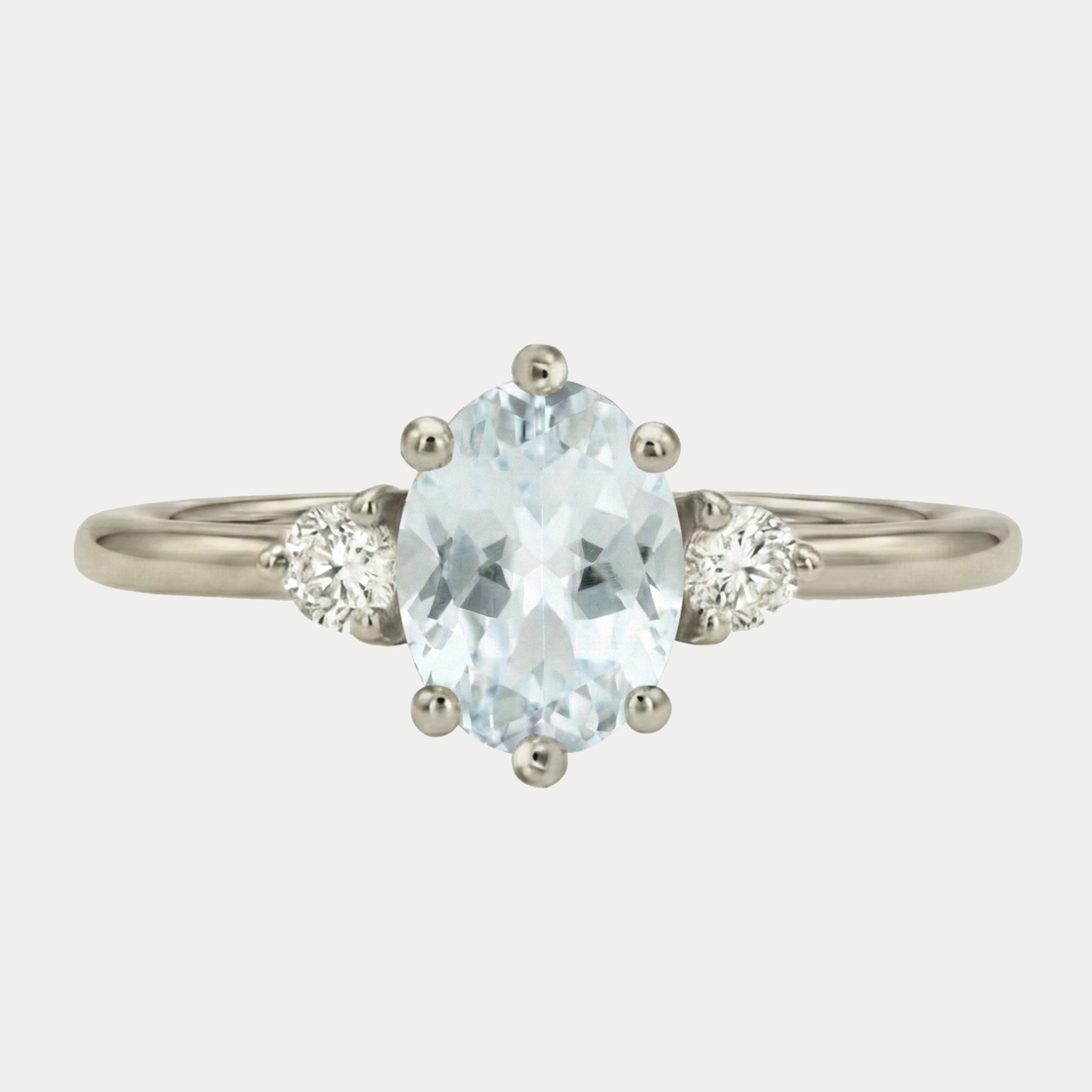 ROSA gold ring with oval blue aquamarine and diamonds