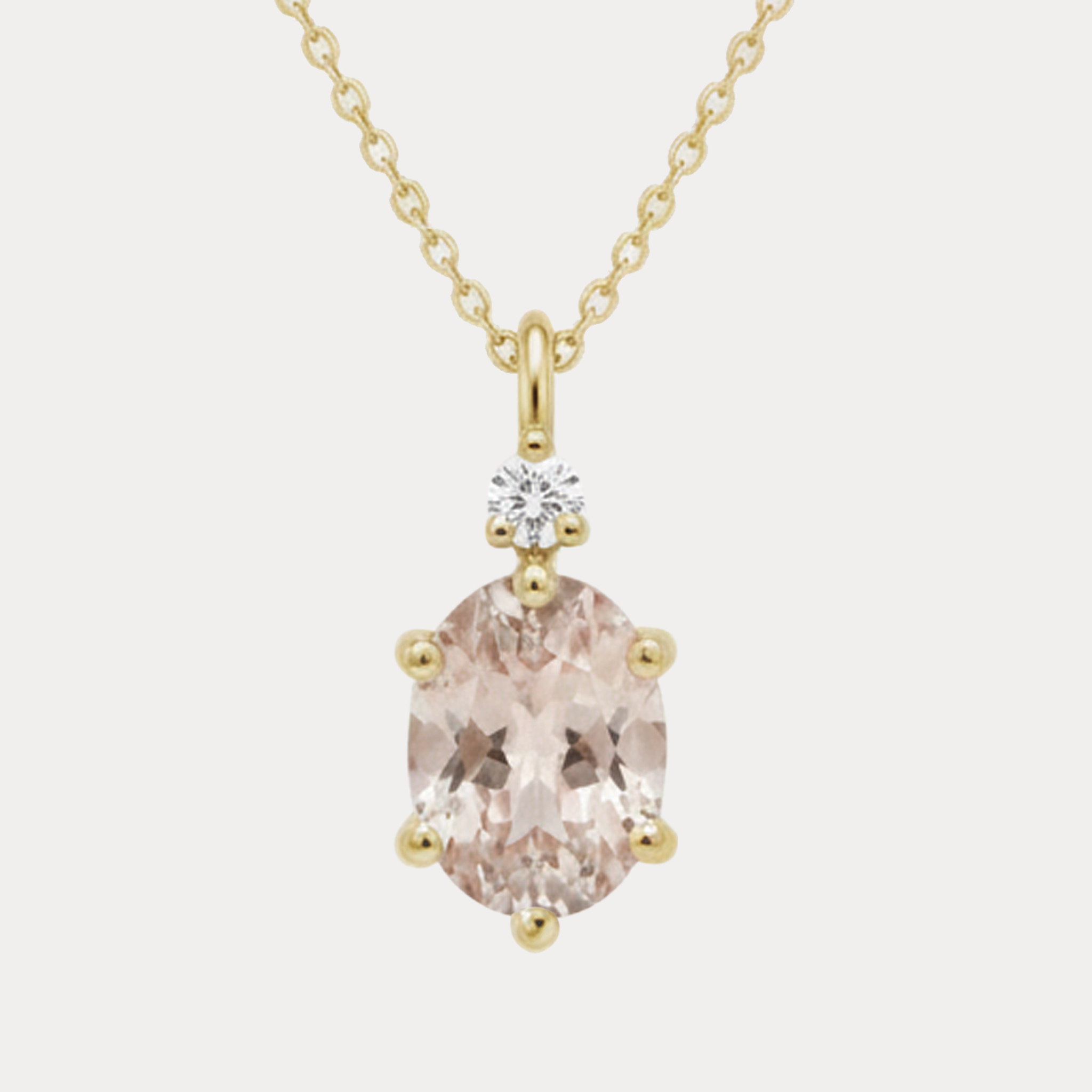 ROSA złota zawieszka owalny różowy morganit i brylant