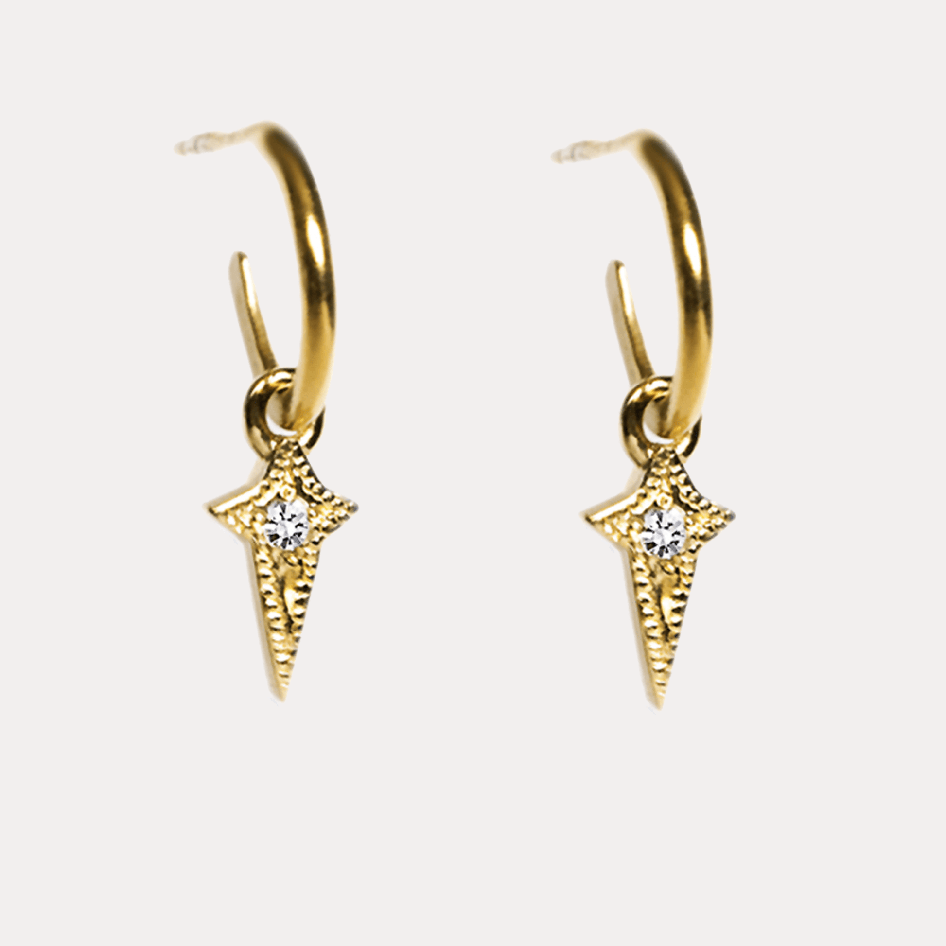 SCARLETT złocone sztyfty z szafirami, podłużne gwiazdki