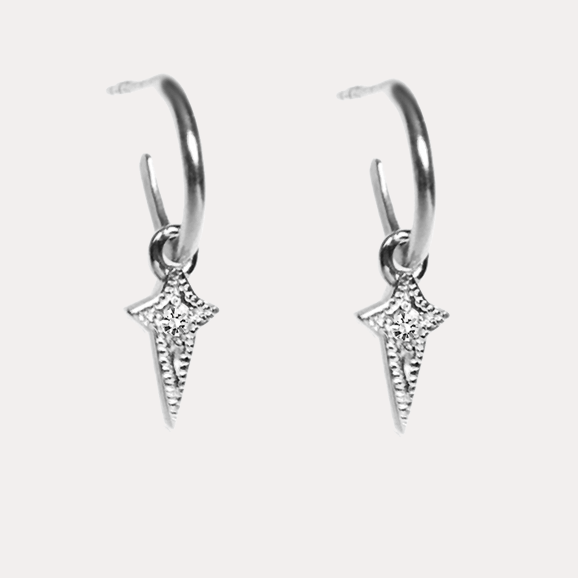 SCARLETT srebrne sztyfty hoop z szafirami, podłużne gwiazdki
