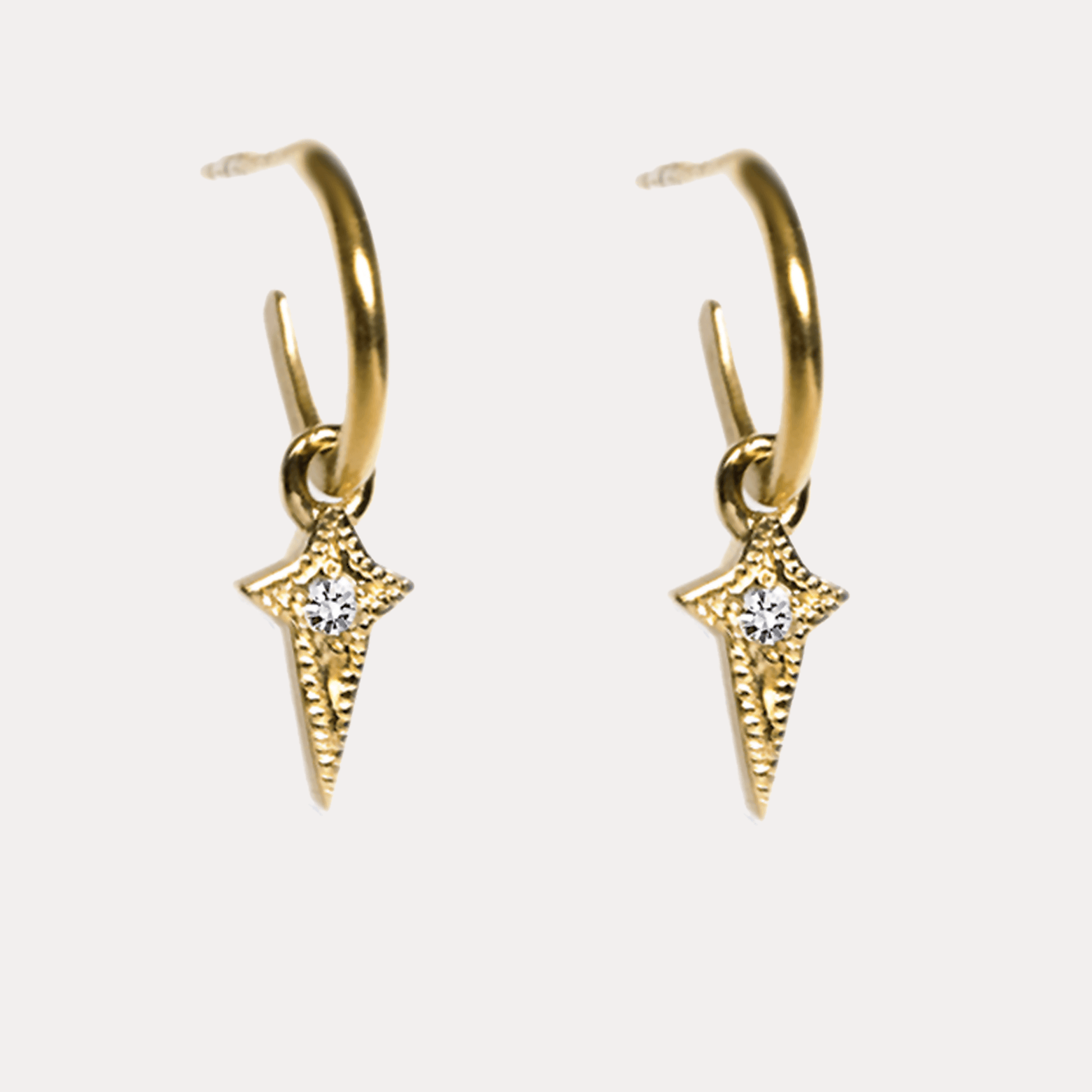 SCARLETT złote sztyfty z brylantami, podłużne gwiazdki