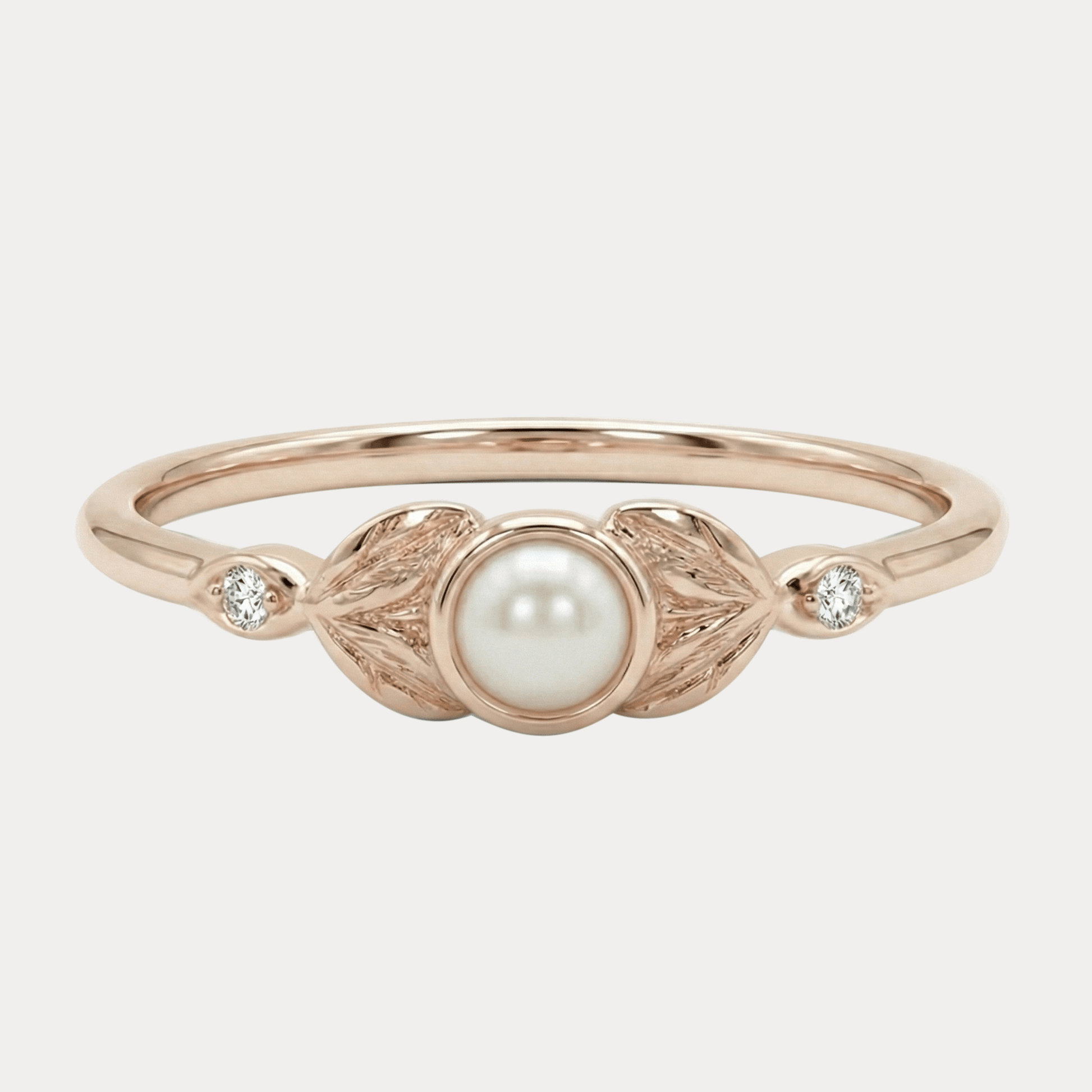 SYRENKA złoty pierścionek ze słodkowodną perłą i dwoma brylantami