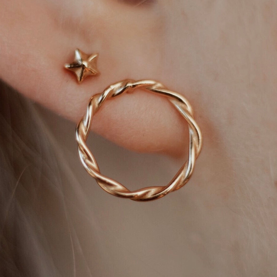 TANGLED Intertwined Gold Hoop Stud Earrings