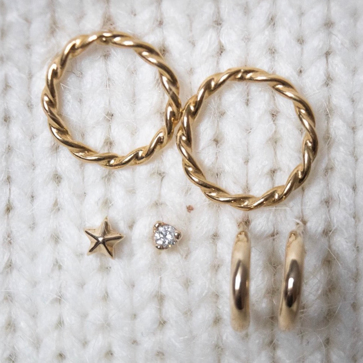 TANGLED Intertwined Gold Hoop Stud Earrings