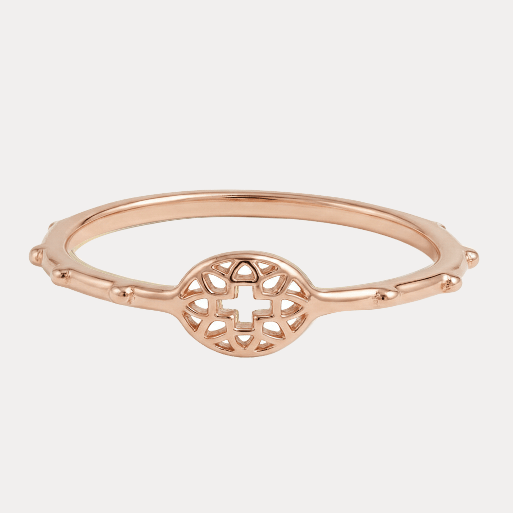 Złoty Różaniec na Palec – Delikatny Ażurowy Pierścionek