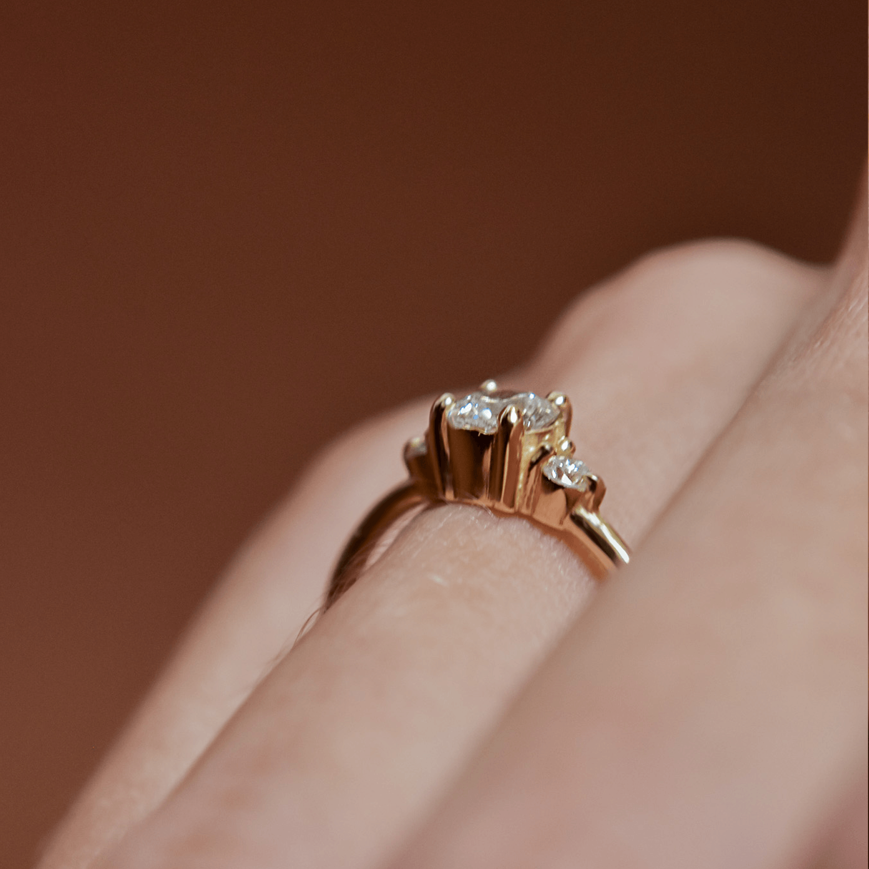 MENUET gold trilogy ring with 0.5ct lab-cut diamonds