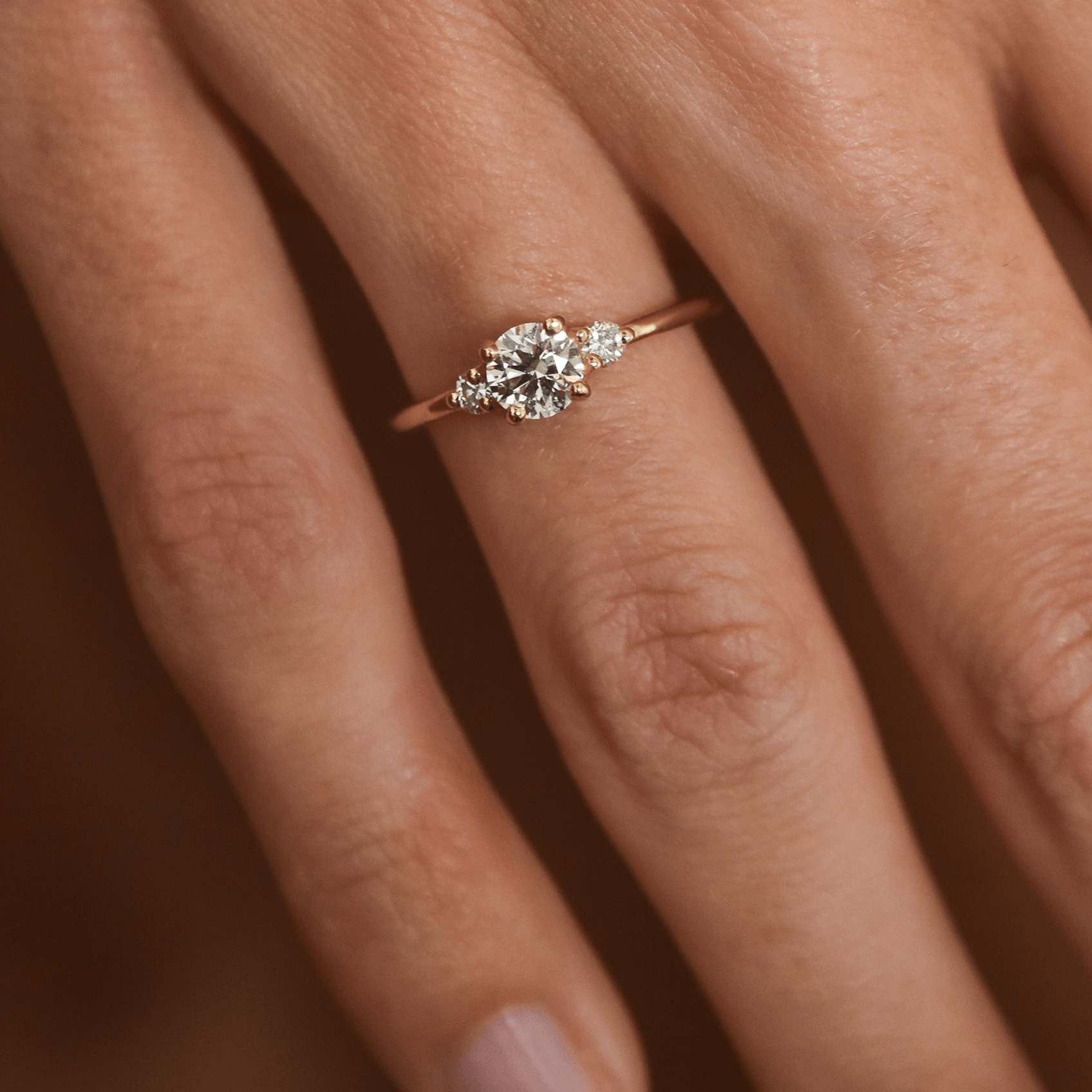 MENUET gold trilogy ring with 0.5ct lab-cut diamonds